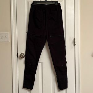 Lordz Blue Tactical Nylon Paneled Cotton Cargo Pants Bottom Zippers Medium